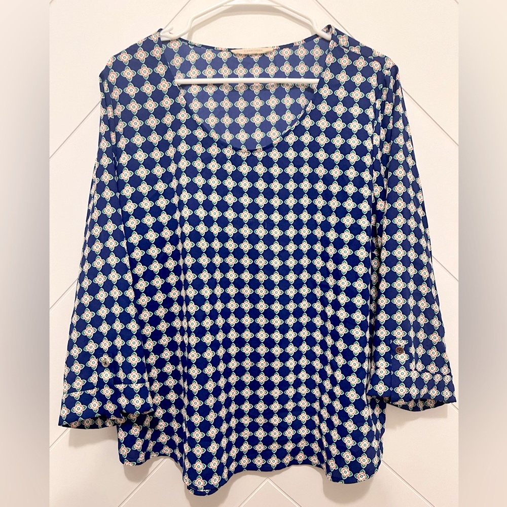 Navy Patterned Blouse